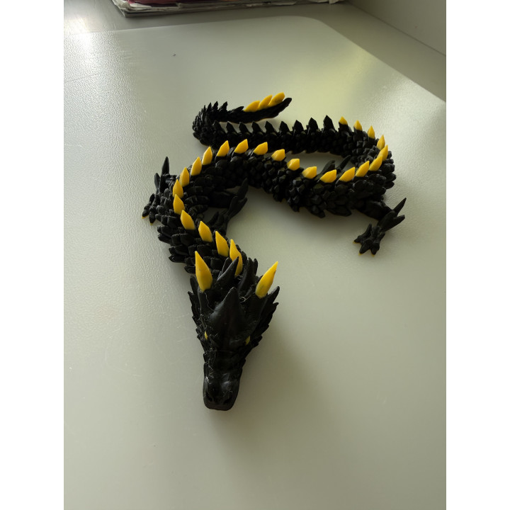 3D Drukāta Pūķa Rotaļlieta – Locāma Figūra, 52 cm (Melna ar Dzeltenu)