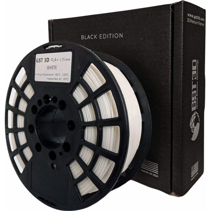 Balts PLA+ diegs (filament) 1.75mm 1kg